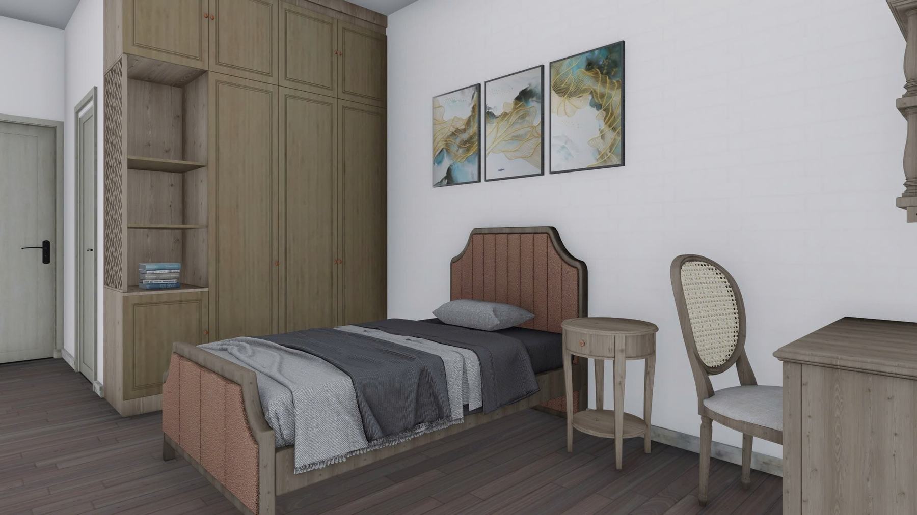 Bedroom with a built-in wardrobe